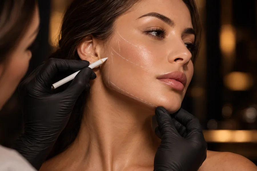 Marcação de planejamento para harmonização facial