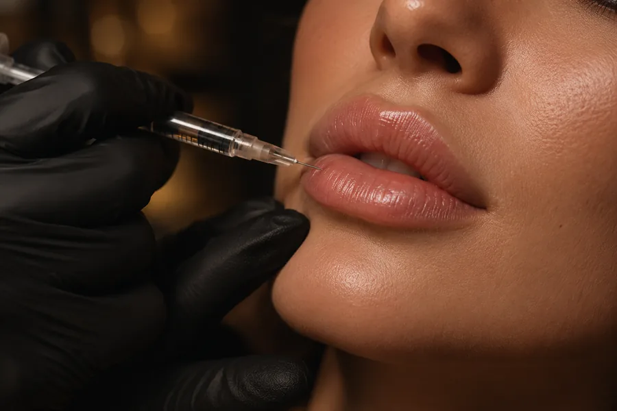 Preenchimento labial com ácido hialurônico