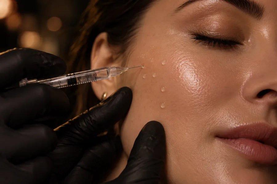 Pele hidratada e luminosa após skinbooster